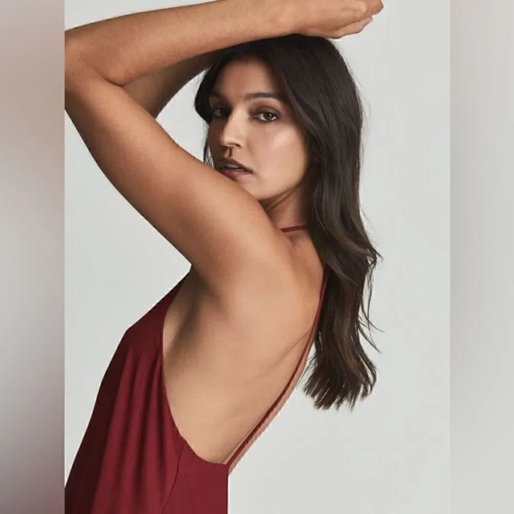 Reiss NWT XENA STRAPPY OPEN BACK COCKTAIL DRESS in Dark Red Size 10 MSRP $385 - Picture 5 of 12